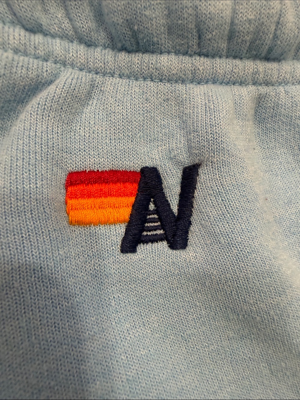 Aviator Nations Womens Light Blue Jogger Sweatpants with Rainbow stripe. Size M - Picture 5 of 6